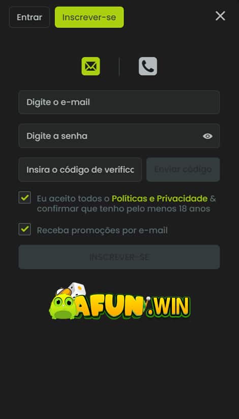 Como criar uma conta no Afun Casino